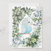 Baby Blue Parakeet Bird Watercolor Babydusche Einladung (Rückseite)