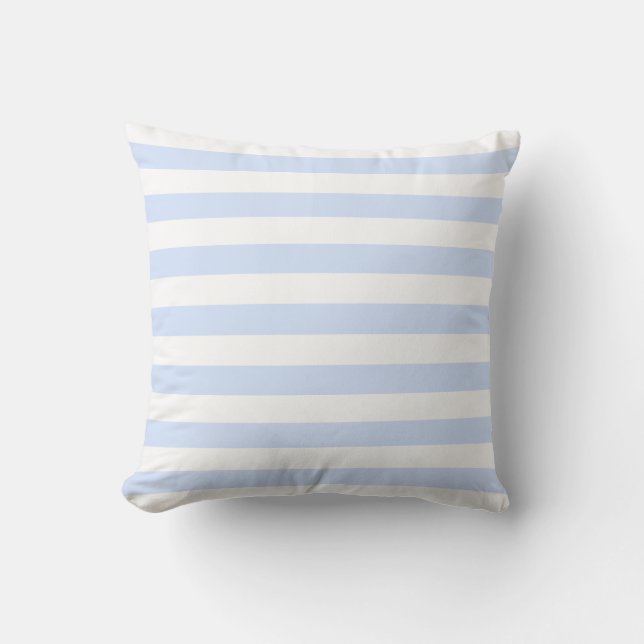 Baby Blue Pastel & White Lines Muster Kissen (Vorderseite)