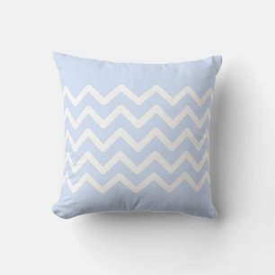 Baby Blue Pastell- und Weiß-Zickzack-Muster-Design Kissen