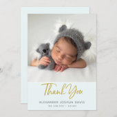 Baby Blue Pastellbaby danke card mit Foto Einladung (Vorne/Hinten)