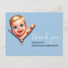 Baby Blue Peeking out Baby Dusche Danke Postkarte
