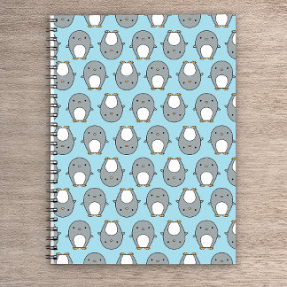 Baby Blue Penguin Pattern Notebook Notizblock