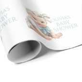 Baby Blue Personalisiert Name Baby Dusche Geschenkpapier (Rolleneckpunkt)