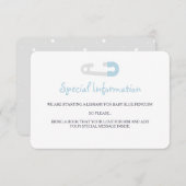 Baby Blue Pinguin Information Beilagen Begleitkarte (Vorne/Hinten)