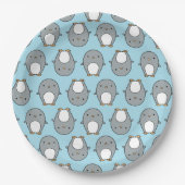 Baby Blue Pinguin Pattern Pappteller (Vorderseite)