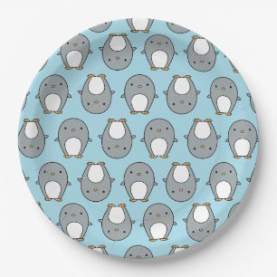 Baby Blue Pinguin Pattern Pappteller