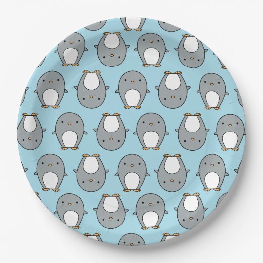 Baby Blue Pinguin Pattern Pappteller (Vorderseite)