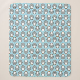 Baby Blue Pinguin Pattern Sherpadecke