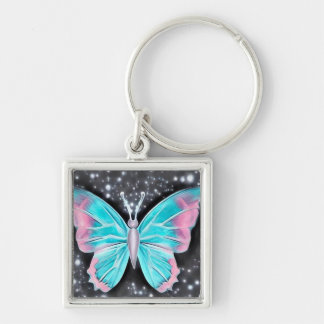 Baby Blue & Pink Butterfly Schlüsselanhänger