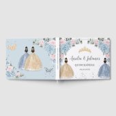 Baby Blue Pink Floral Princesses Twins Quinceañera Gästebuch (Voll)