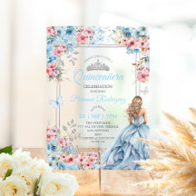 Baby Blue Pink Silber Floral Schmetterling Quincea