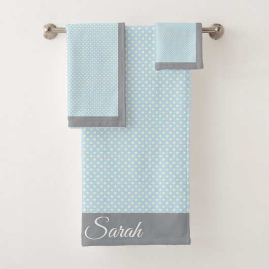 Baby Blue Polka Dot Badhandtuch Set (Insitu)