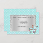 Baby Blue Polka dot pram uAwg REVISION new RSVP Karte (Vorne/Hinten)