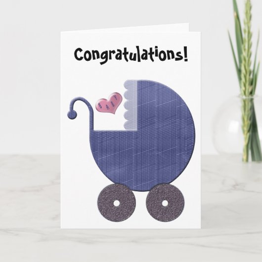 Baby Blue Pram Art Karte (Vorderseite)