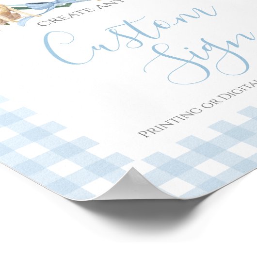 Baby Blue Preppy Dog Baby Dusche Eigenes Schild (Ecke)