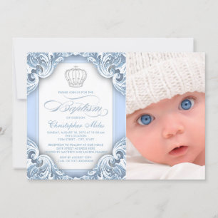 Baby Blue Prince Taufe Einladung