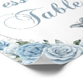 Baby Blue Princess Butterfys Silver Dessert Sign Poster (Ecke)