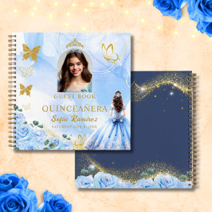 Baby Blue Princess Foto Quinceañera Gästebuch Notizblock