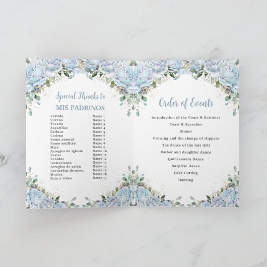 Baby Blue Princess Quinceañera Orden der Veranstal Programm (Innenseite)