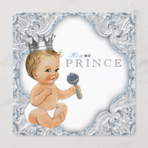 Baby Blue Prinz Baby Shower Einladung