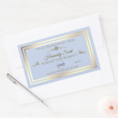 Baby Blue Product Label mit Gold-Rahmen und Logo Rechteckiger Aufkleber (Umschlag)