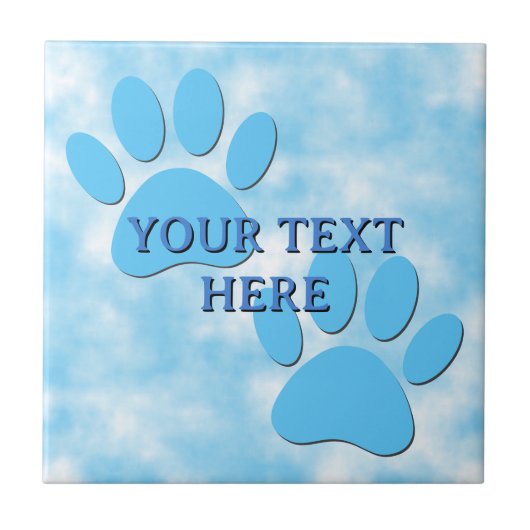 Baby Blue Puppy Paw druckt benutzerdefinierten Tex Fliese (Vorderseite)