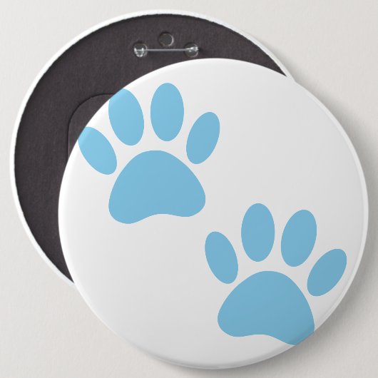 Baby Blue Puppy Paw Prints Button (Vorne & Hinten)