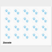Baby Blue Puppy Paw Prints Runder Aufkleber (Blatt)