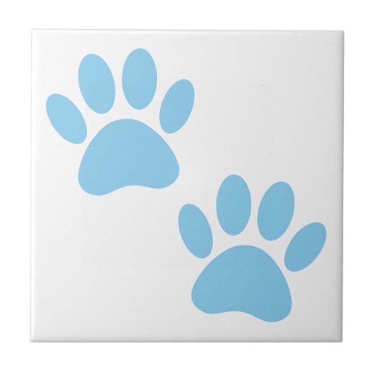 Baby Blue Puppy Paw Prints Tile Fliese (Vorderseite)