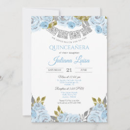 Baby Blue Quince, Light Blue Mexican Quinceanera Einladung