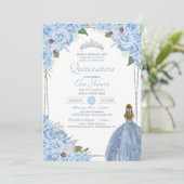 Baby Blue Quinceanera Ainderella Princess Birthday Einladung (Stehend Vorderseite)