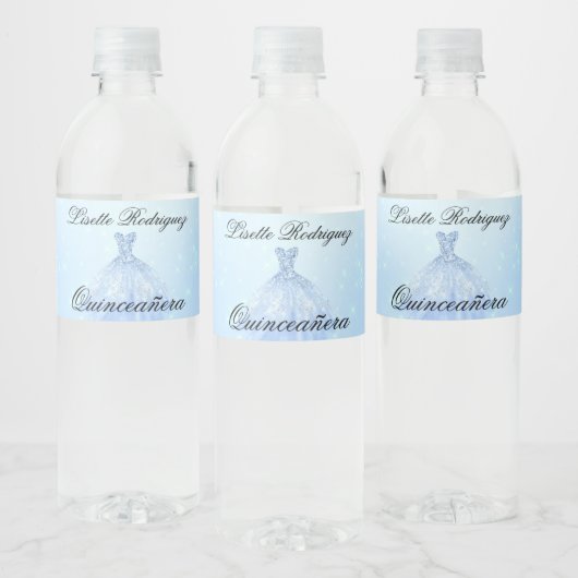 Baby Blue Quinceanera Wasserflaschenetikett (Flaschen)