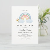 Baby Blue Rainbow Baby Shower Einladungskarten (Stehend Vorderseite)