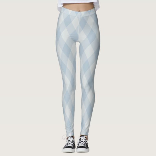 Baby Blue Raute Muster Leggings - Cosy & Chic (Vorderseite)