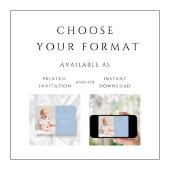 Baby Blue Religious Cross Boy Foto Taufe Einladung