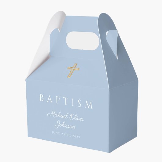 Baby Blue Religious Cross Boy Taufe Geschenkschachtel