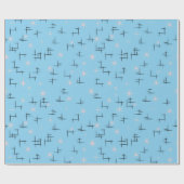 Baby Blue Retro Atomage Geschenkpapier (Flach)