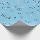 Baby Blue Retro Atomage Geschenkpapier (Ecke)