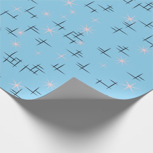 Baby Blue Retro Atomage Geschenkpapier (Ecke)
