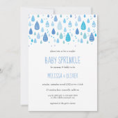 Baby Blue Rindrops Paare Baby Sprinkle Einladung (Vorderseite)