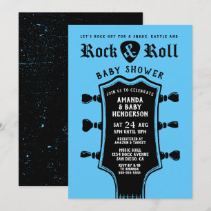 Baby Blue Rock and Roll Gitarre Baby Shower Einladung