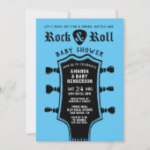 Baby Blue Rock and Roll Guitar Baby Shower Einladung (Vorderseite)