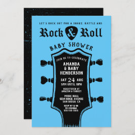 Baby Blue Rock and Roll Guitar Baby Shower Einladung