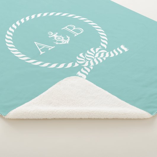 Baby Blue Rope and Anchor Mit Monogramm Sherpadecke (3/4)