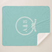 Baby Blue Rope and Anchor Mit Monogramm Sherpadecke (Vorderseite (Horizontal))