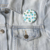 Baby Blue Rose Blumenmuster auf Weiß Button (Beispiel)