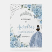 Baby Blue Rose Floral Quinceañera Crown Willkommen Acrylschild (Vorderseite)