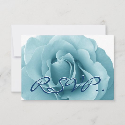 Baby Blue Rose und White Wedding Template RSVP Karte (Vorderseite)