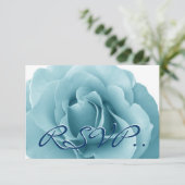 Baby Blue Rose und White Wedding Template RSVP Karte (Stehend Vorderseite)