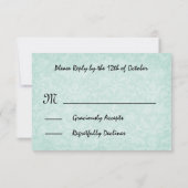 Baby Blue Rose und White Wedding Template RSVP Karte (Rückseite)